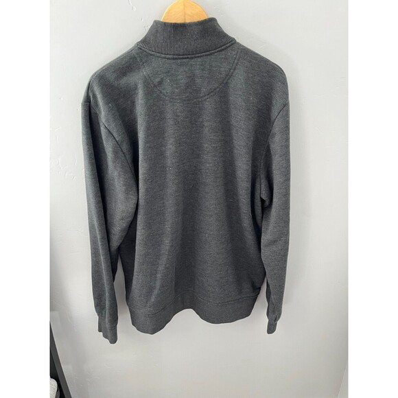 Orvis Mens Pullover Sweatshirt Gray 1/4 Zip & Snap Button Size Large Cotton Poly - Picture 4 of 5